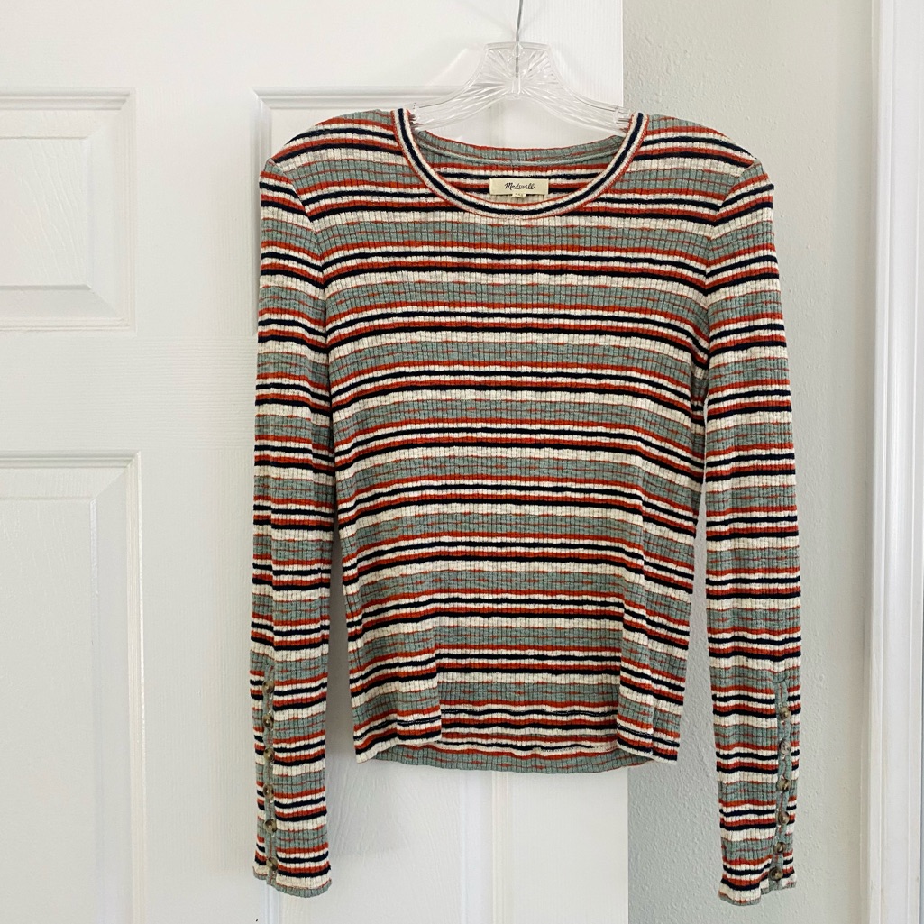 Madewell Button-Sleeve Tee In “Elsie Stripe”